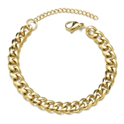 Armbånd af panserkæde. 18k forgyldt rustfri stål. 18 cm